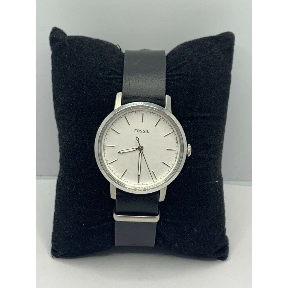 Fossil ES4183 Women's Black Leather Analog White D